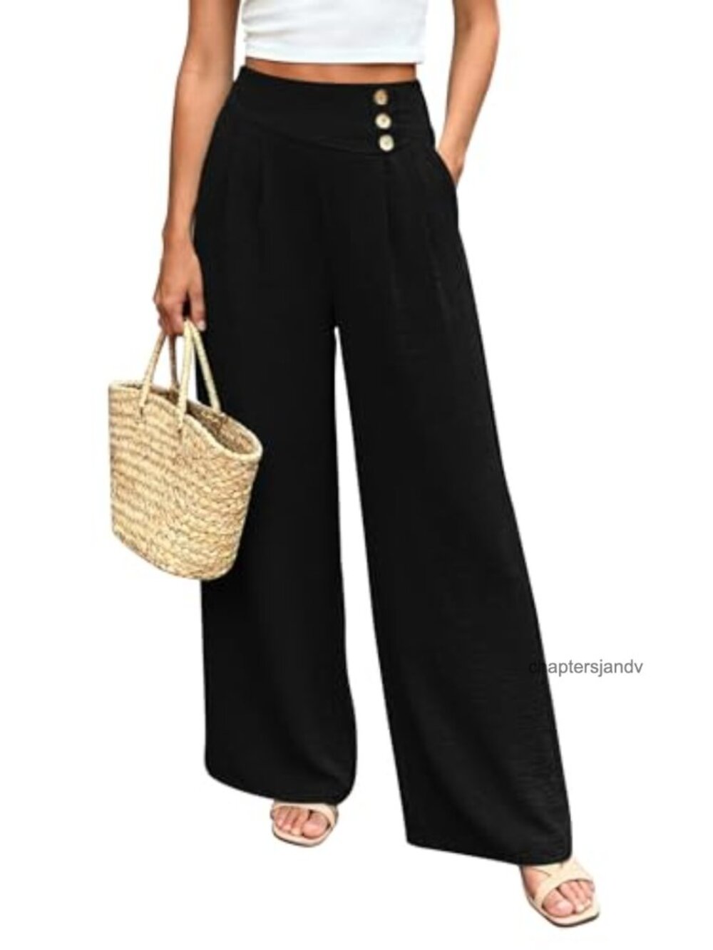 Wide Leg Palazzo Pants Women 100% Polyester High Waisted Flowy Lounge